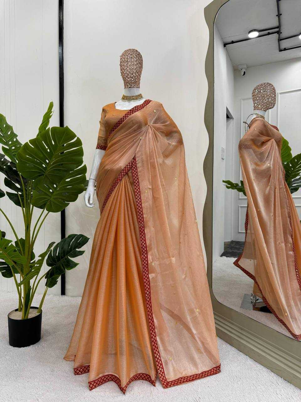 YNF BURBERRY SILK RIN133 501 SAREES WHOLESALE PARTY WEAR FANCY SEQUENCE RAKHI SAREE MANUFACTURER 