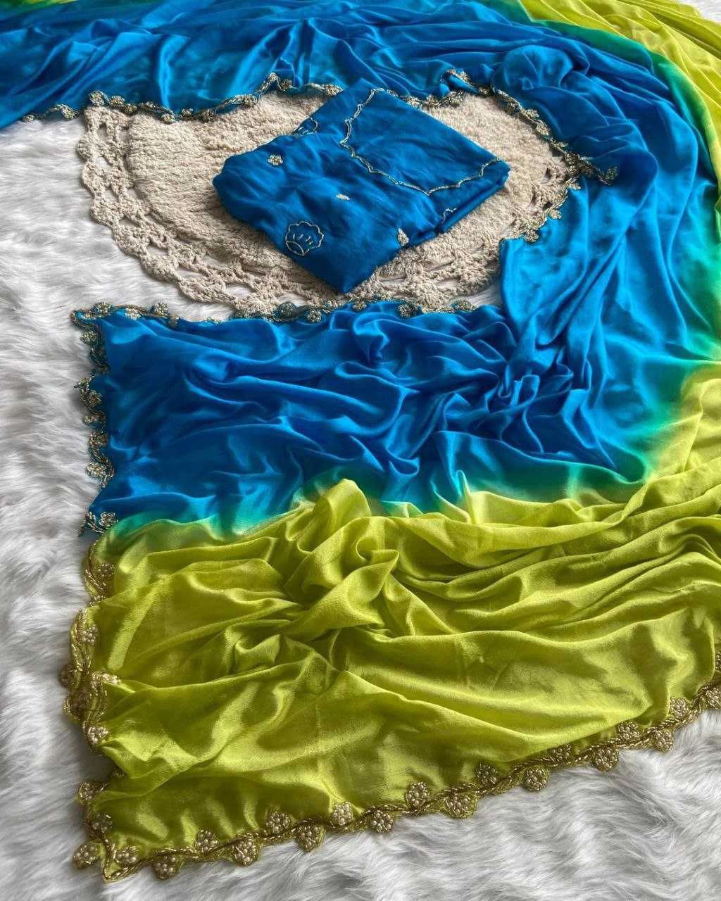 YNF CHINON SNT 01 SAREES WHOLESALE HALF AND HALF LACE BODER CUTWORK SAREES MANUFACTURER