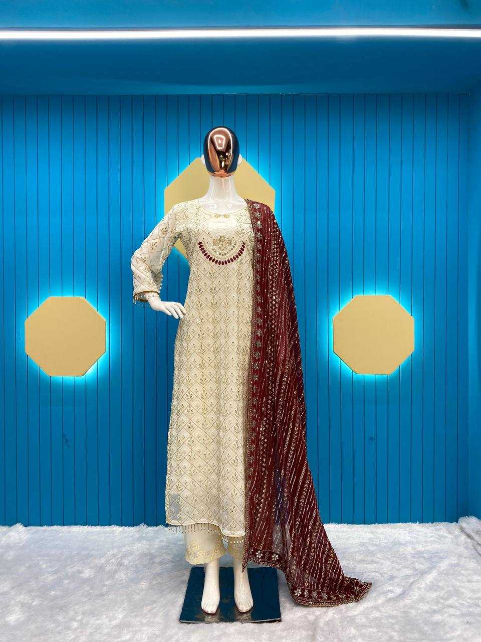 Ynf Faux Georgette RIN141 1816 Suits & Dresses Wholesale Embroidery Suits Georgette Suit Ladies Silk Suit Manufacturer