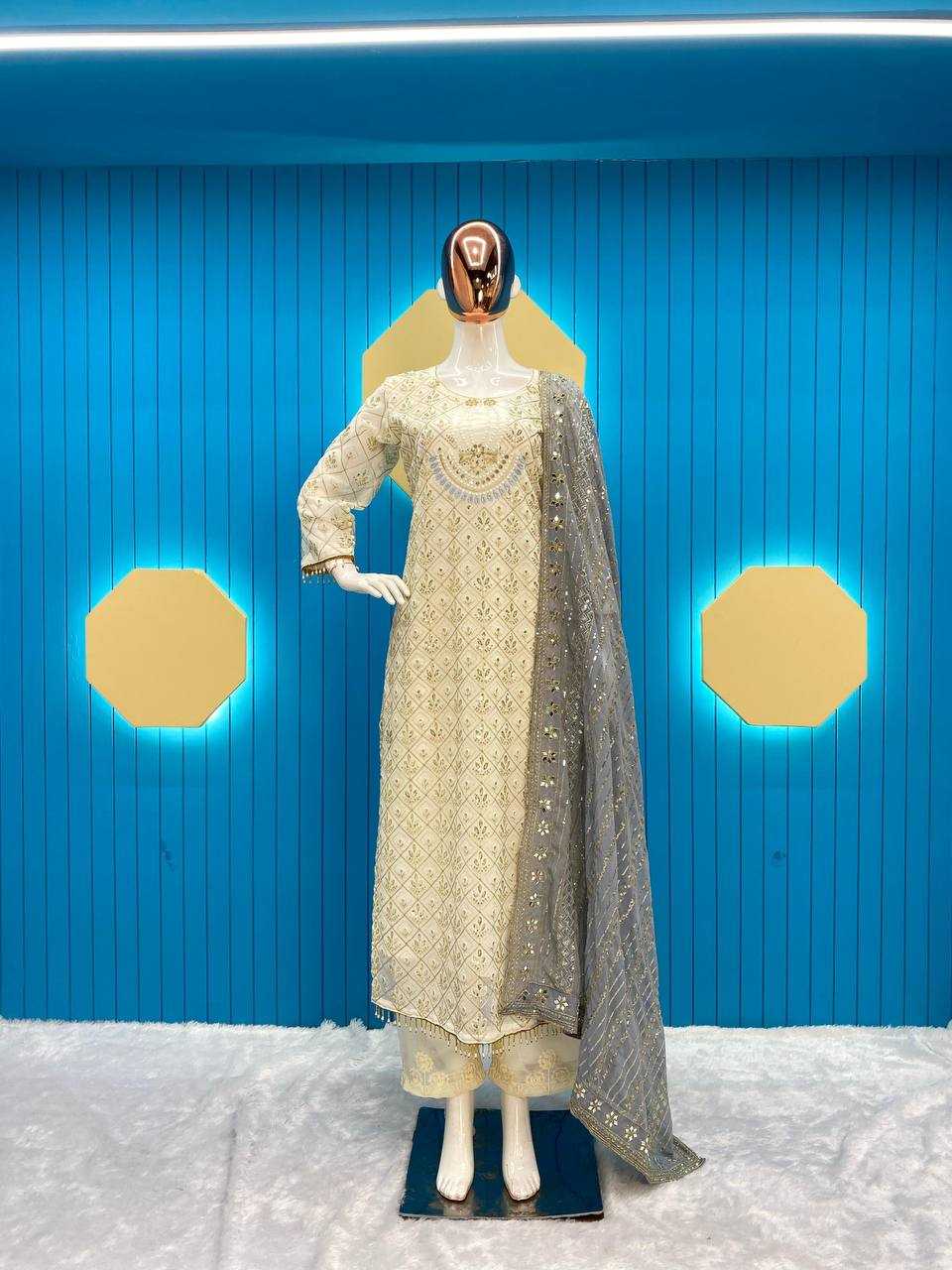 Ynf Faux Georgette RIN141 1816 Suits & Dresses Wholesale Embroidery Suits Georgette Suit Ladies Silk Suit Manufacturer