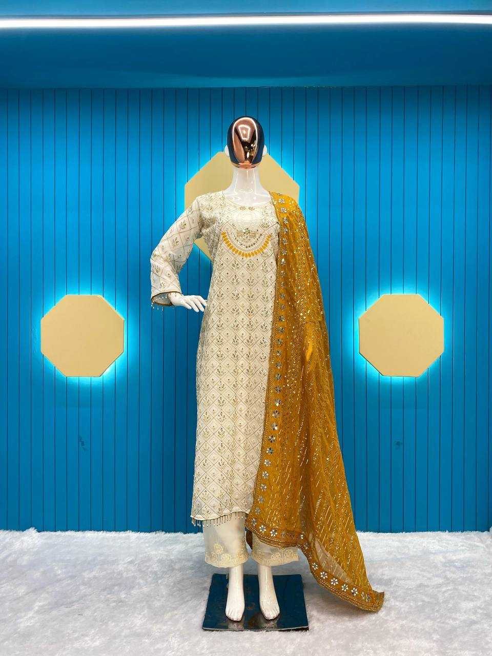 Ynf Faux Georgette RIN141 1816 Suits & Dresses Wholesale Embroidery Suits Georgette Suit Ladies Silk Suit Manufacturer