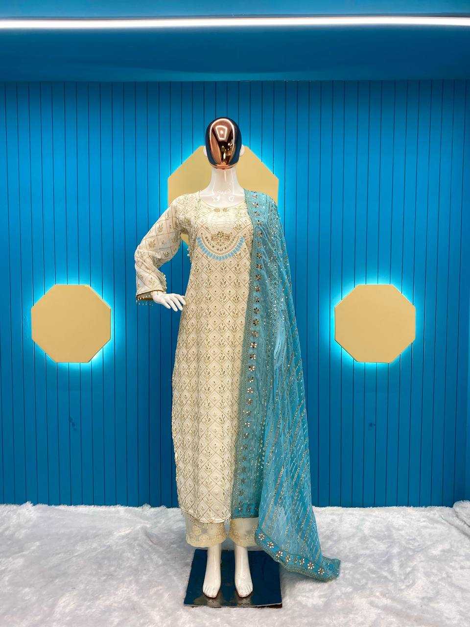 Ynf Faux Georgette RIN141 1816 Suits & Dresses Wholesale Embroidery Suits Georgette Suit Ladies Silk Suit Manufacturer