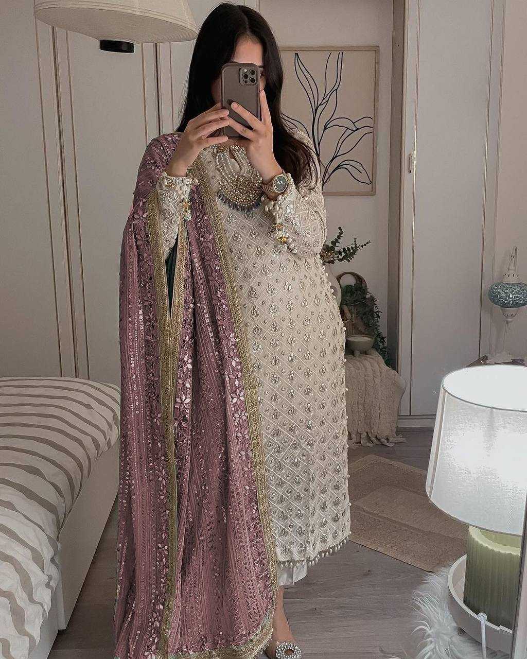 Ynf Faux Georgette RIN141 1816 Suits & Dresses Wholesale Embroidery Suits Georgette Suit Ladies Silk Suit Manufacturer