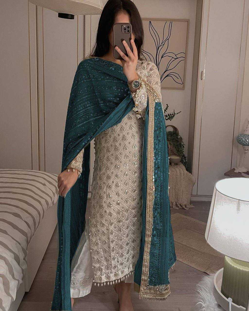 Ynf Faux Georgette RIN141 1816 Suits & Dresses Wholesale Embroidery Suits Georgette Suit Ladies Silk Suit Manufacturer