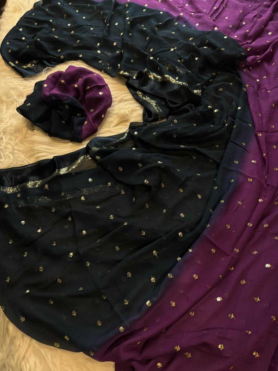 YNF GEORGETTE RIN105 FLOWER BUTTI SAREES WHOLESALE GEORGETTE HALF ZARI BORDER SAREES MANUFACTURER