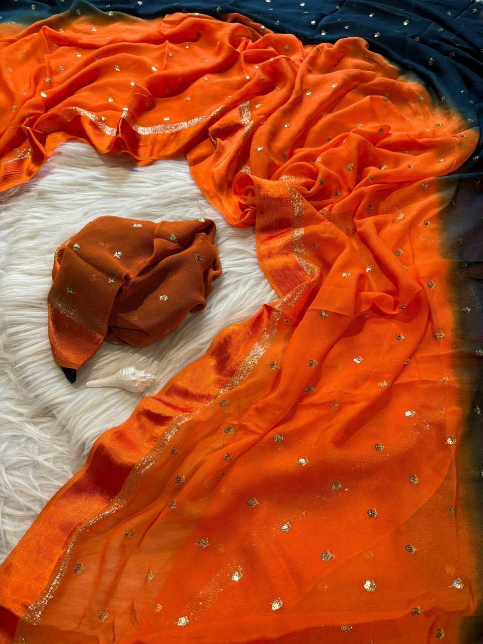 YNF GEORGETTE RIN105 FLOWER BUTTI SAREES WHOLESALE GEORGETTE HALF ZARI BORDER SAREES MANUFACTURER