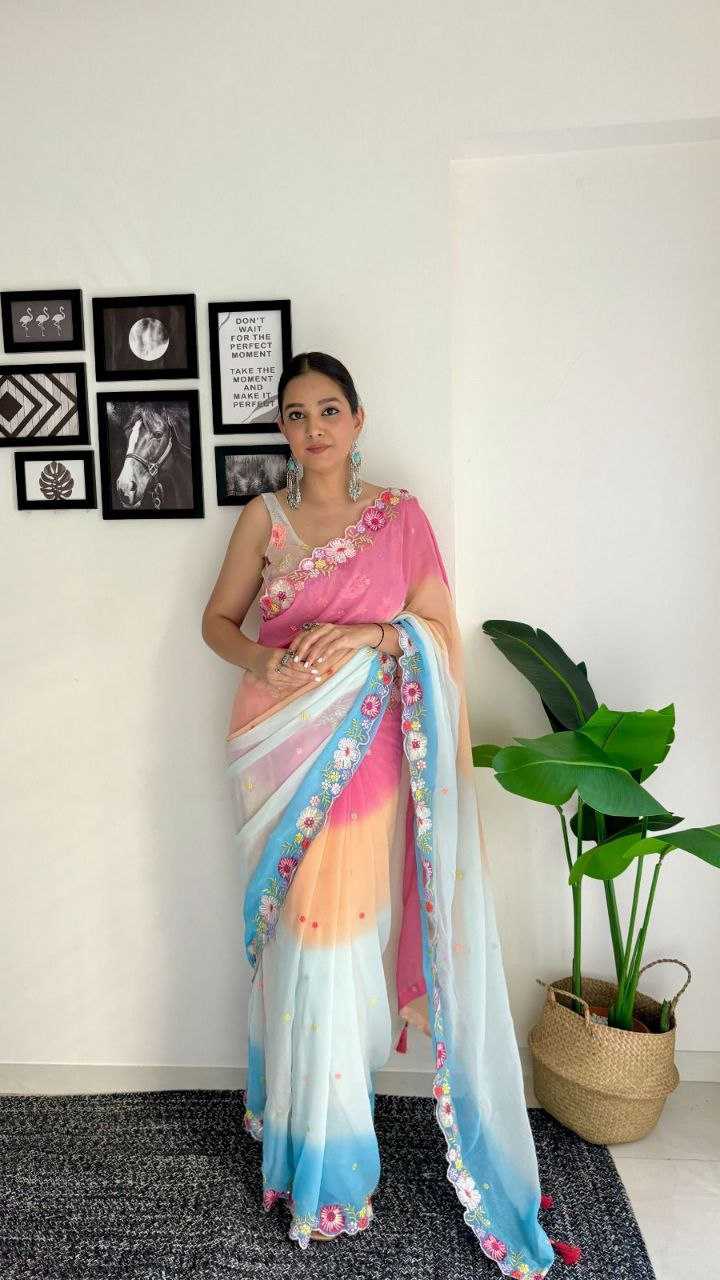 YNF GEORGETTE RKKC 0297 SAREES WHOLESALE FANCY GEORGETTE HALF CUTWORK SAREES MANUFACTURER