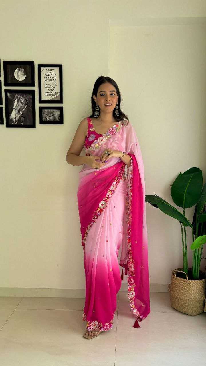 YNF GEORGETTE RKKC 0297 SAREES WHOLESALE FANCY GEORGETTE HALF CUTWORK SAREES MANUFACTURER