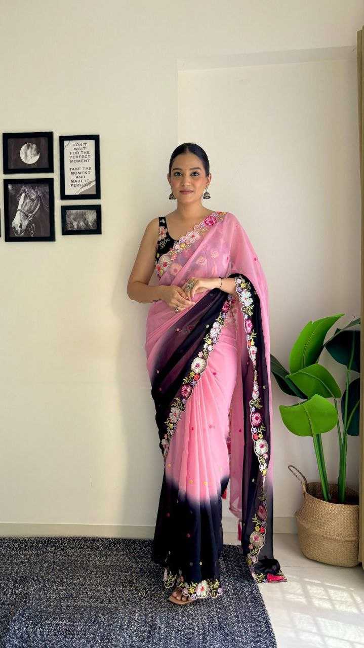 YNF GEORGETTE RKKC 0297 SAREES WHOLESALE FANCY GEORGETTE HALF CUTWORK SAREES MANUFACTURER