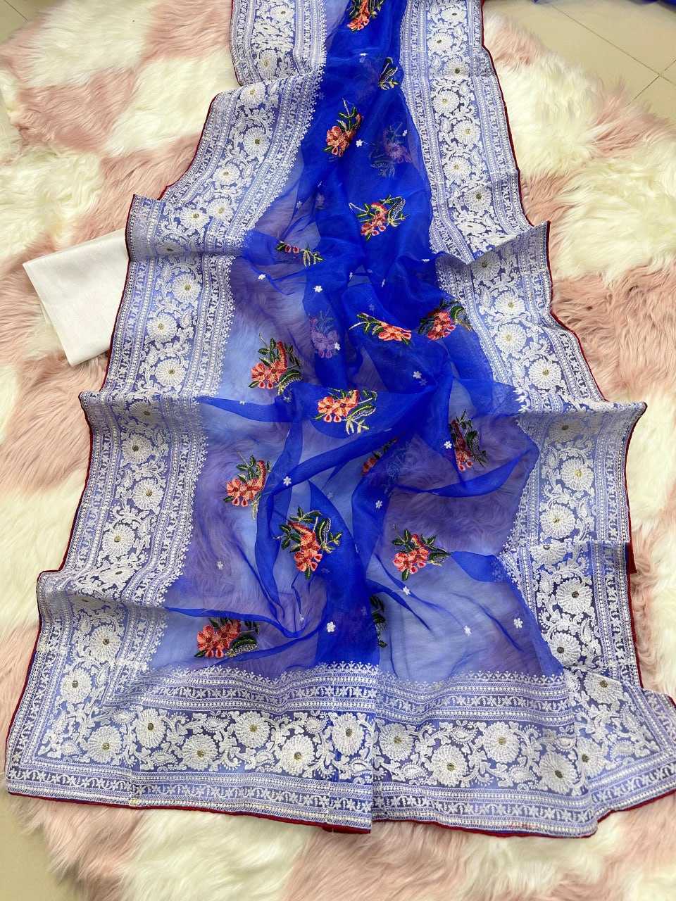 YNF ORGANZA SILK MPL PATRALEKHA SAREES WHOLESALE ORGANZA CHIKAN VISCOSE SAREES MANUFACTURER