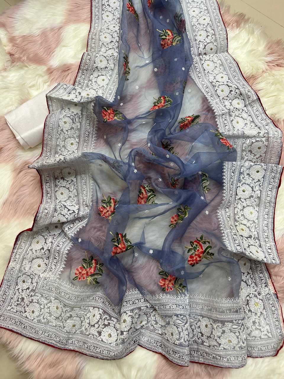 YNF ORGANZA SILK MPL PATRALEKHA SAREES WHOLESALE ORGANZA CHIKAN VISCOSE SAREES MANUFACTURER