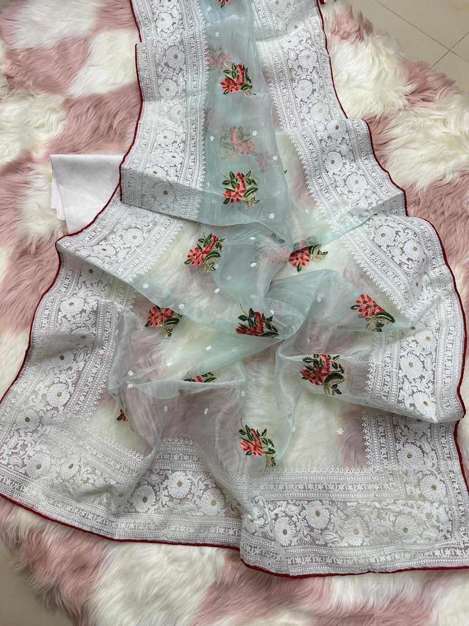 YNF ORGANZA SILK MPL PATRALEKHA SAREES WHOLESALE ORGANZA CHIKAN VISCOSE SAREES MANUFACTURER