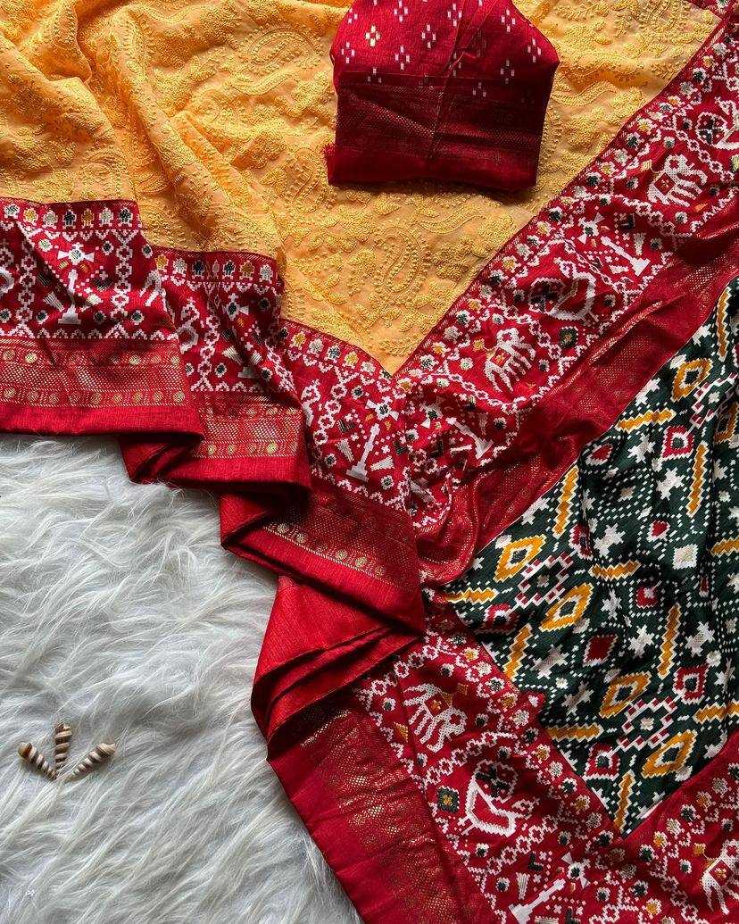 YNF GEORGETTE KESH169 1261 SAREES WHOLESALE PRINTED GEORGETTE WORK EMBROIDERED CHIKAN SAREES MANUFACTURER