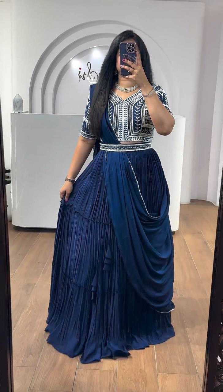 YNF GEORGETTE KESH176 126 LEHENGAS WHOLESALE FANCY EMBROIDERED GEORGETTE LEHENGA WITH BELT LEHENGAS MANUFACTURER