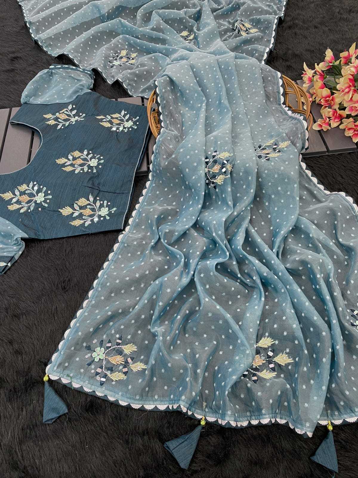 YNF ORGANZA RIN128 RJK106 SAREES WHOLESALE ORGANZA LADIES BUTTA SAREES MANUFACTURER