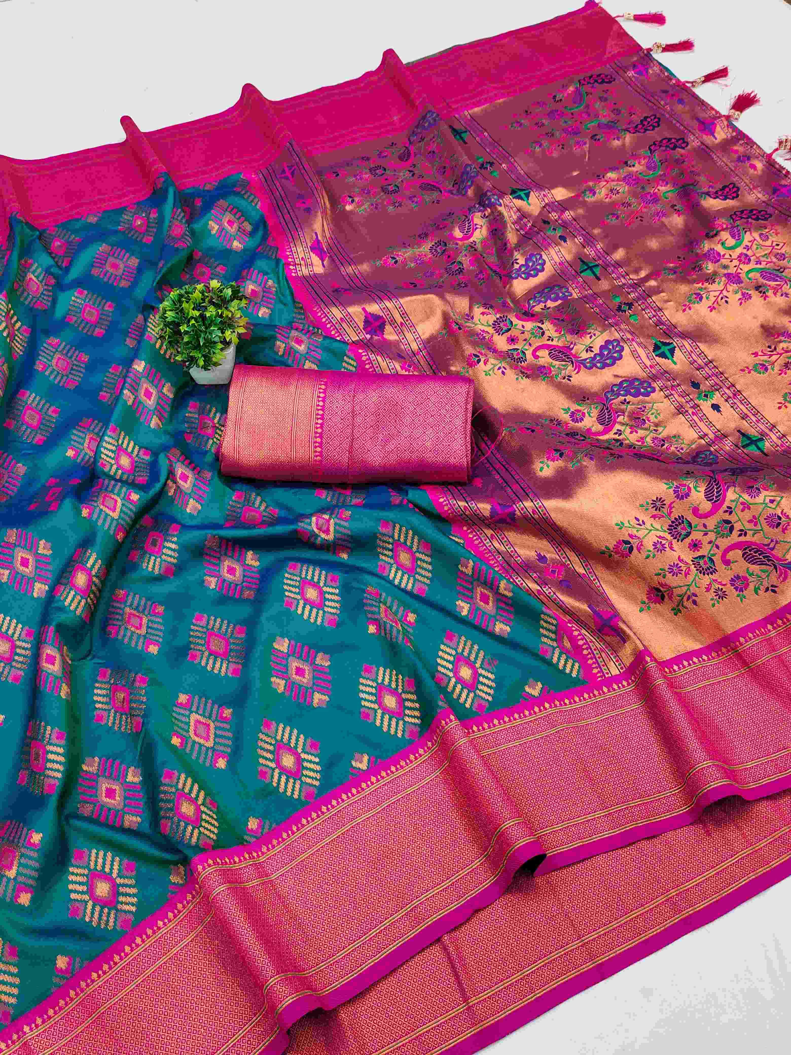 Ynf Paithani Silk RIN113 Samanta Paithani Silk Sarees Wholesale Paithani Sarees Soft Silk Sarees Traditional Silk Sarees Manufacturer