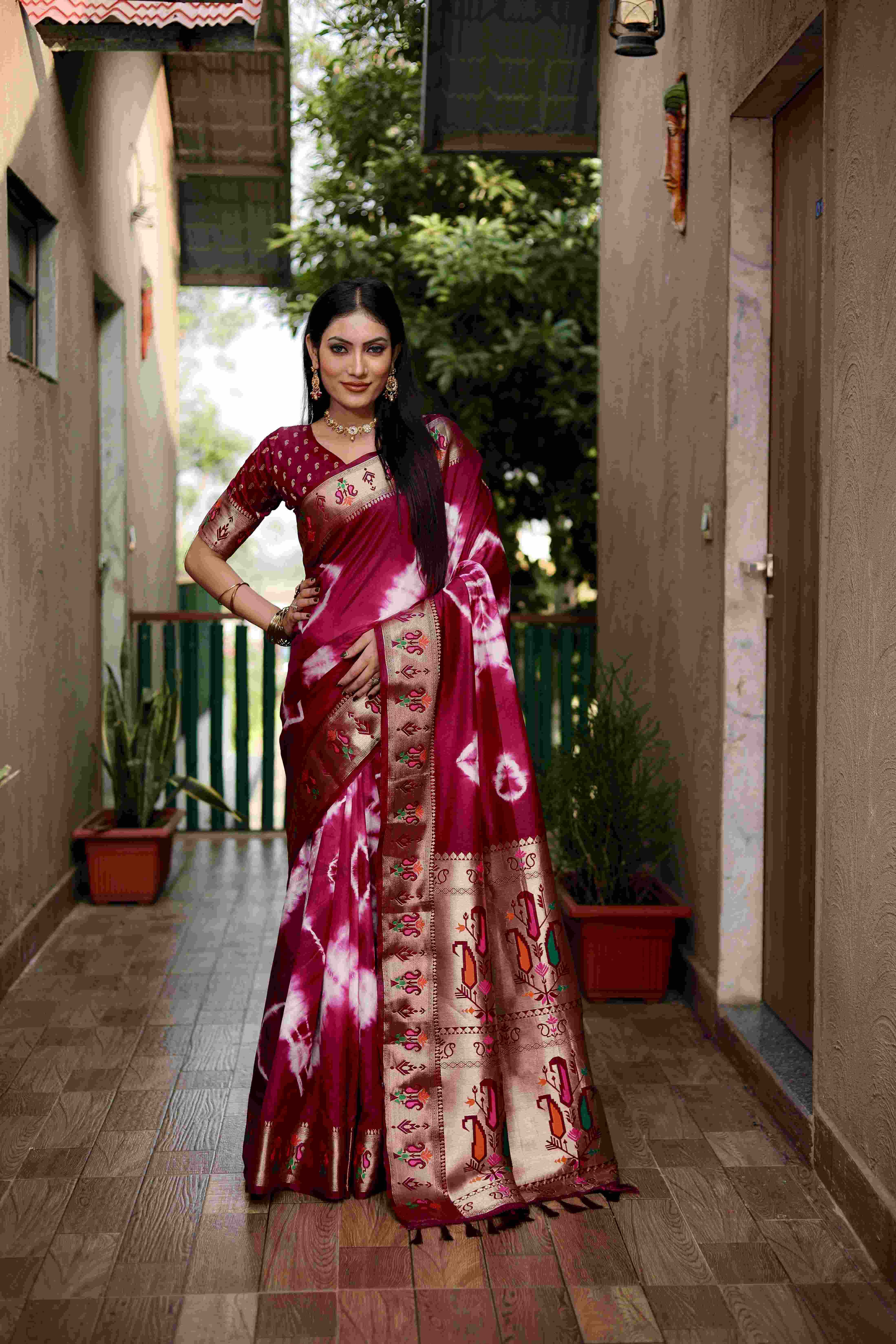 Ynf Paithani Silk RIN183 VATIKA Silk Sarees Wholesale Paithani Sarees Printed Silk Saree Zari Border Silk Sarees Manufacturer