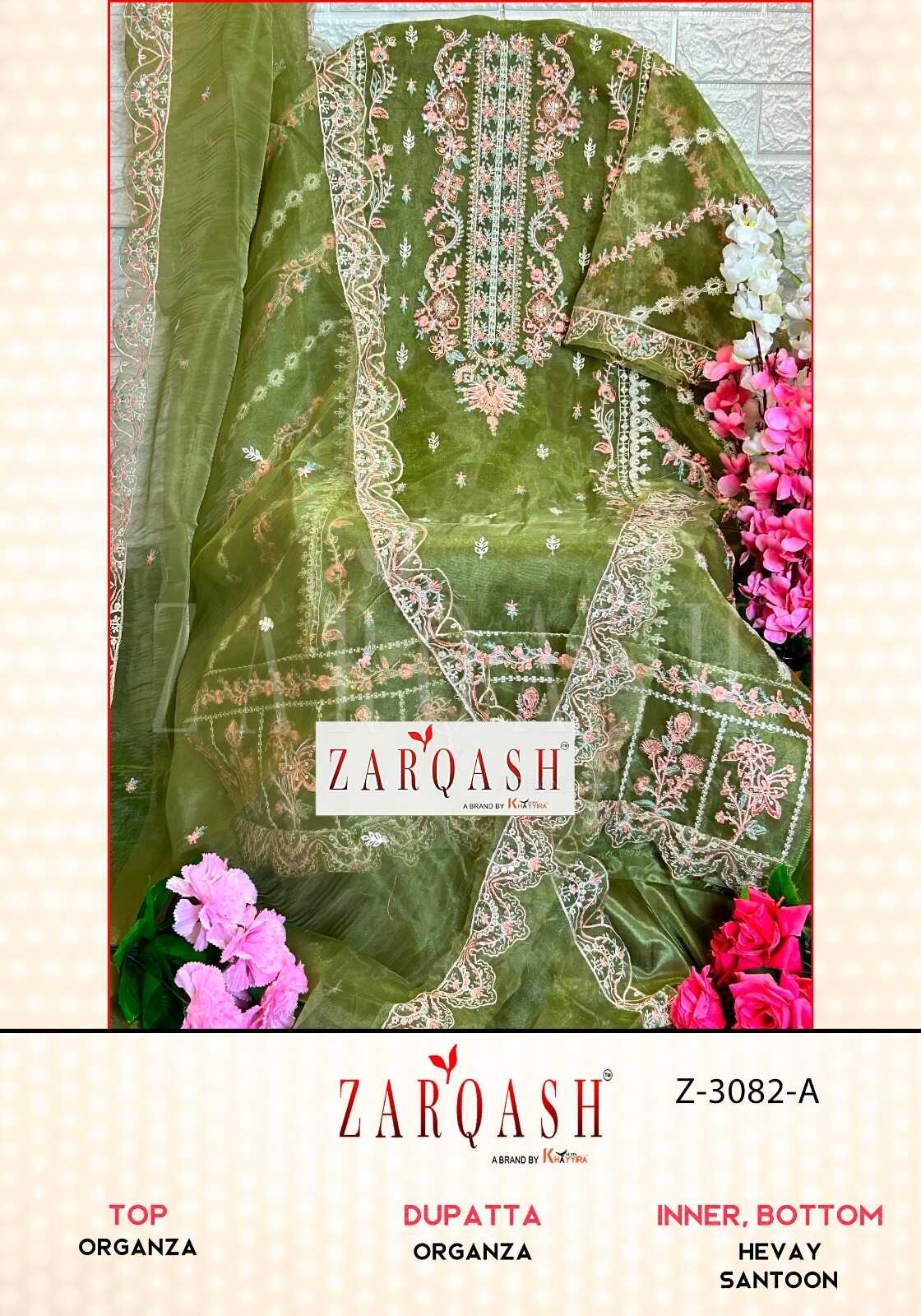 Ynf Organza KESH180 ZARQASH Z-3082 Suits & Dresses Islamic Clothing Festive Collections Wholesale Pakistani Suits Unstitched Suits Embroidered Suits Manufacturer