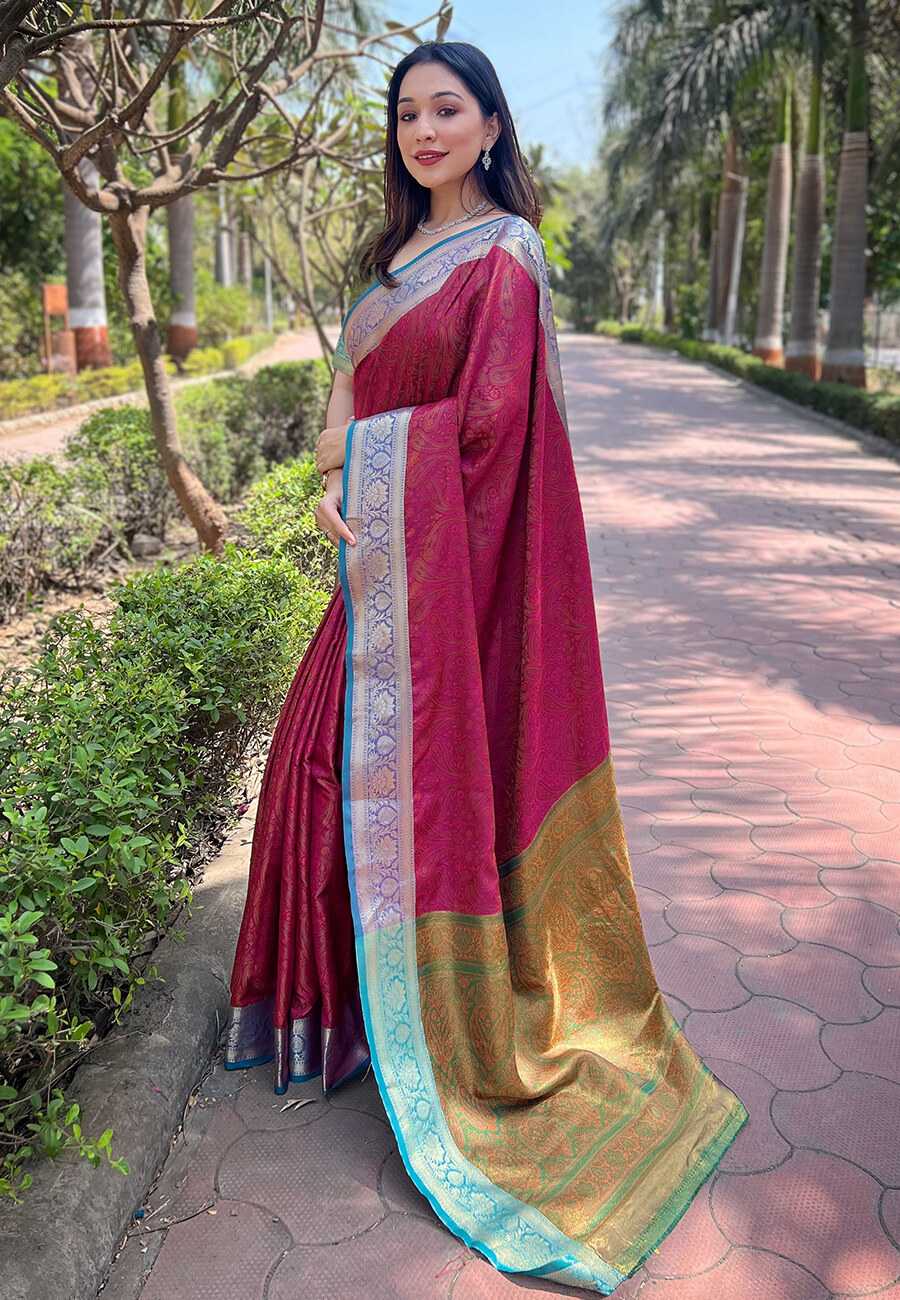 Ynf Silk RIN116 REW18 Silk Sarees Wholesale Brocade Sarees Designer Silk Sarees Zari Border Silk Sarees Manufacturer