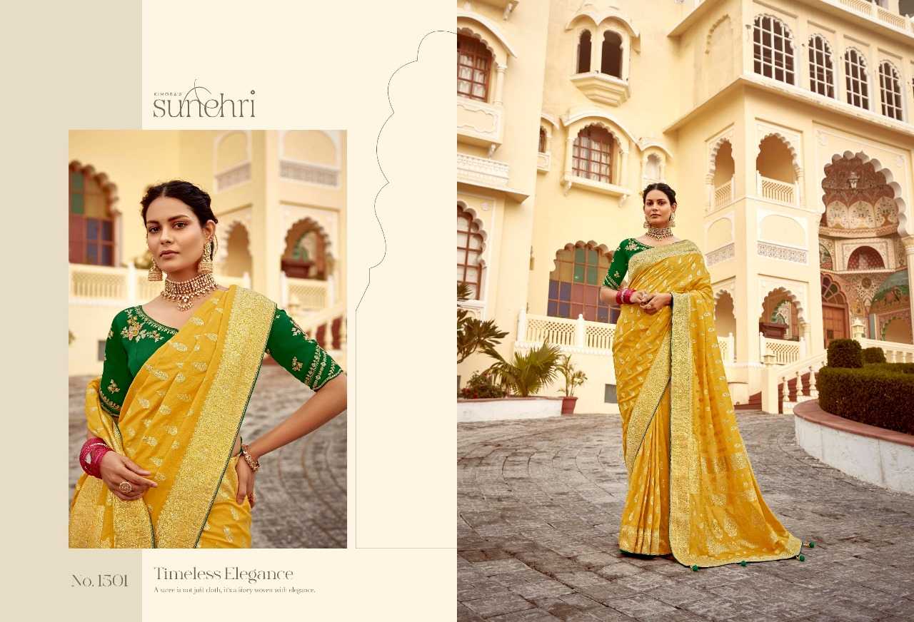 Ynf Fancy RIN184 KIMORA-SUNEHRI RANG MAHAL Sarees Wedding Collections Festive Collections Wholesale Designer Sarees Fancy Sarees Embroidered Sarees Manufacturer