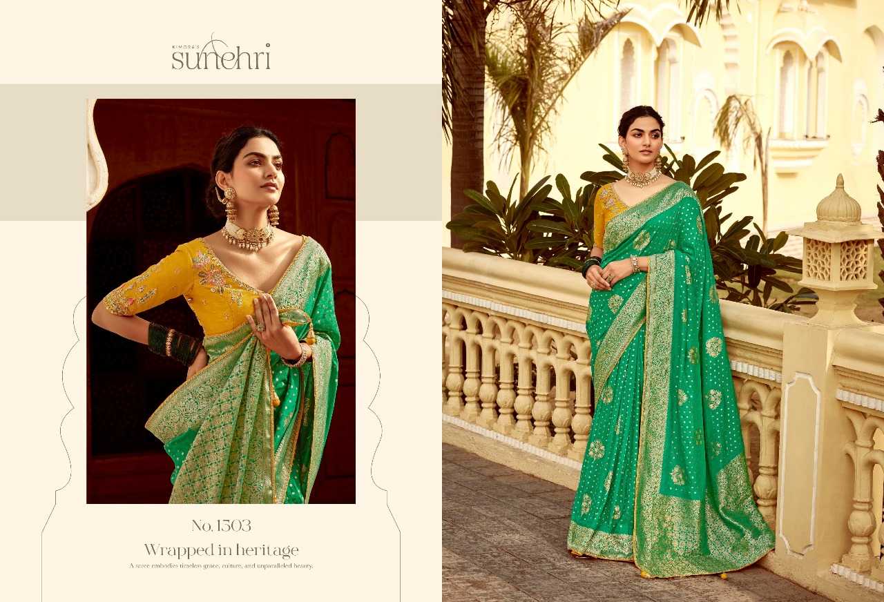 Ynf Fancy RIN184 KIMORA-SUNEHRI RANG MAHAL Sarees Wedding Collections Festive Collections Wholesale Designer Sarees Fancy Sarees Embroidered Sarees Manufacturer