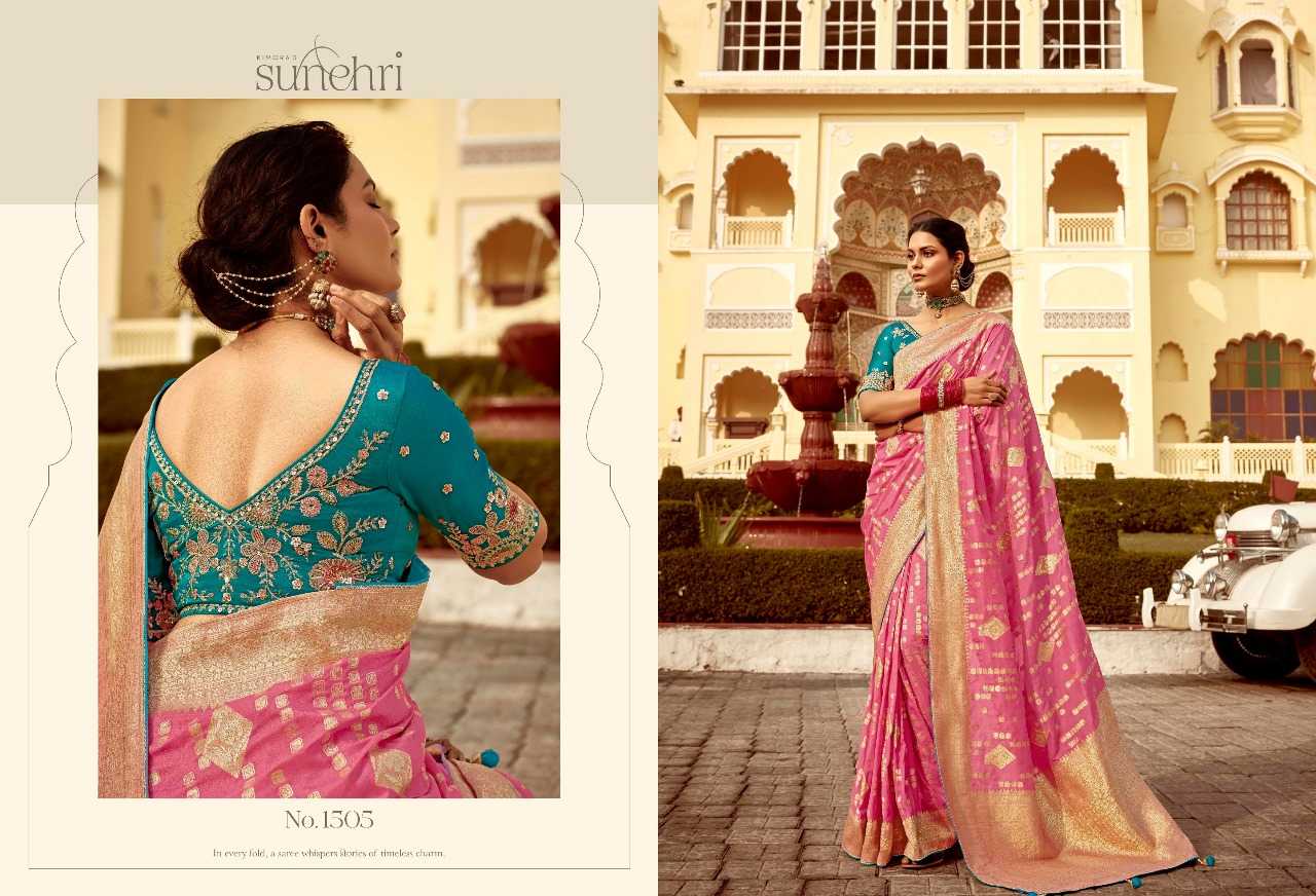 Ynf Fancy RIN184 KIMORA-SUNEHRI RANG MAHAL Sarees Wedding Collections Festive Collections Wholesale Designer Sarees Fancy Sarees Embroidered Sarees Manufacturer