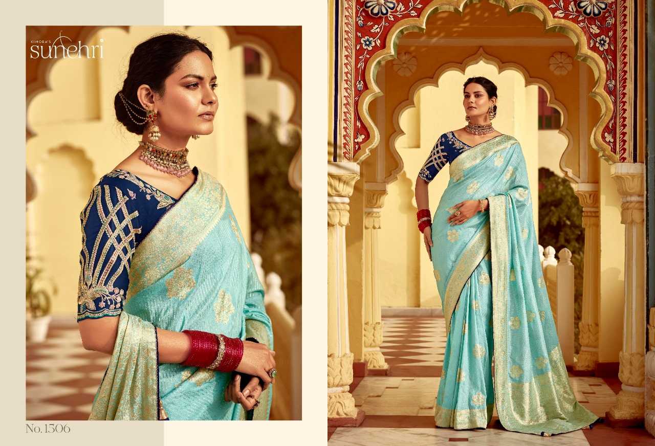 Ynf Fancy RIN184 KIMORA-SUNEHRI RANG MAHAL Sarees Wedding Collections Festive Collections Wholesale Designer Sarees Fancy Sarees Embroidered Sarees Manufacturer