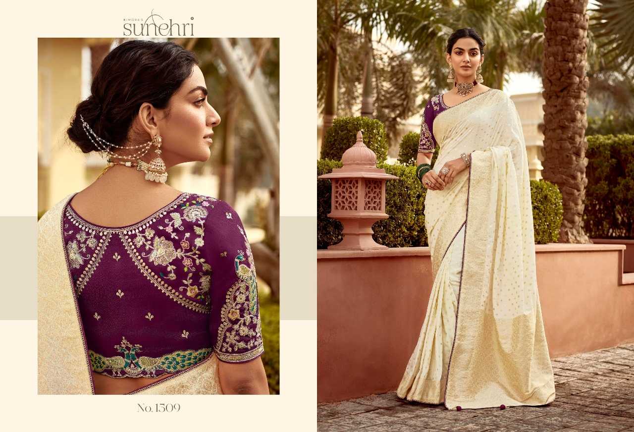 Ynf Fancy RIN184 KIMORA-SUNEHRI RANG MAHAL Sarees Wedding Collections Festive Collections Wholesale Designer Sarees Fancy Sarees Embroidered Sarees Manufacturer