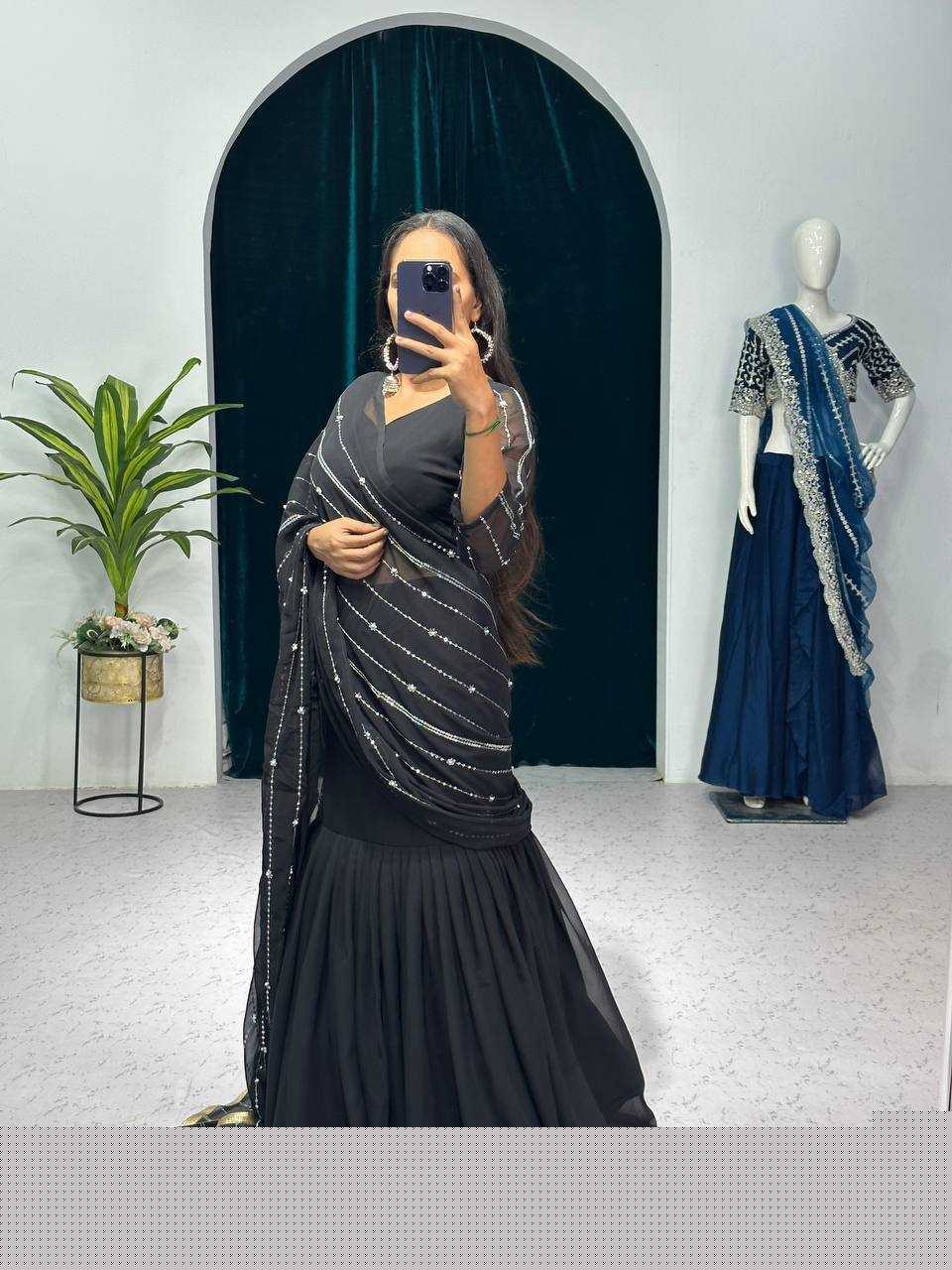 Ynf Faux Georgette RIN215 1035 Sarees Lehengas Wedding Collections Wholesale Embroidered Sarees Embroidered Lehenga Cocktail Party Outfits Manufacturer