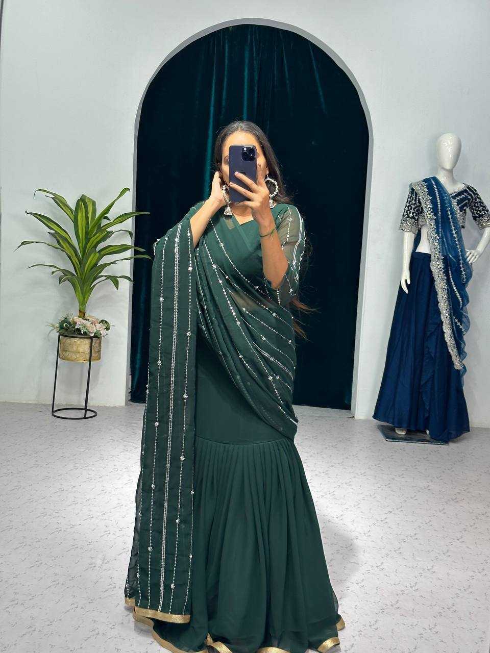Ynf Faux Georgette RIN215 1035 Sarees Lehengas Wedding Collections Wholesale Embroidered Sarees Embroidered Lehenga Cocktail Party Outfits Manufacturer