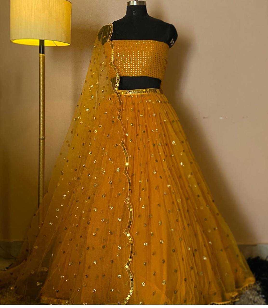 Ynf Net RIN213 L211 Lehengas Wholesale Mirror Work Lehenga Ruffle Lehenga Sequins Lehenga Manufacturer