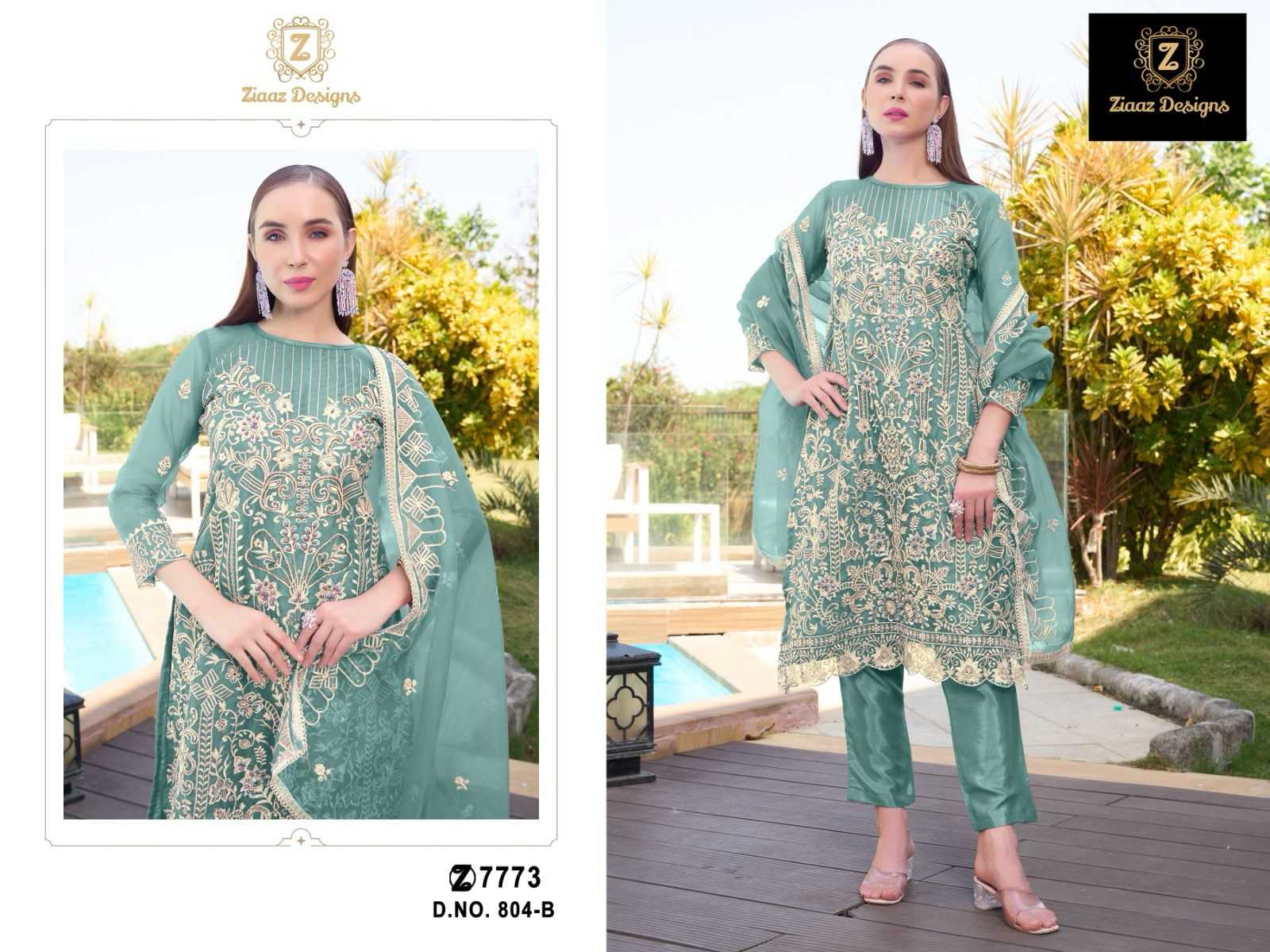Ynf Organza KESH444 Ziaaz Designs 804 Suits & Dresses Islamic Clothing Festive Collections Wholesale Pakistani Suits Kashmiri Suits Embroidered Suits Manufacturer