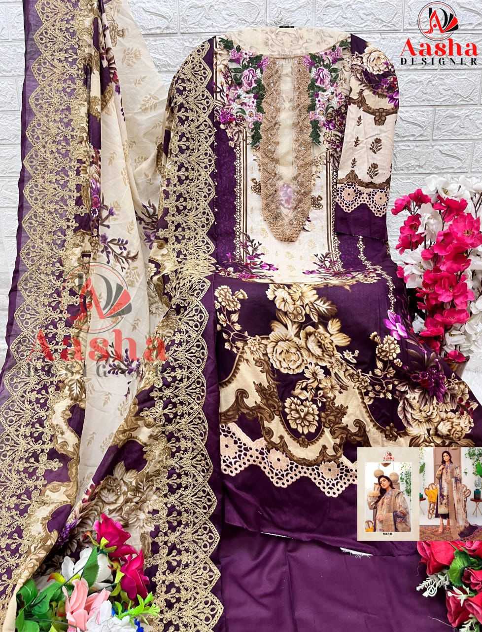 Ynf Pure Cotton RIN186 AASHA DESIGNER-1047 Suits & Dresses Islamic Clothing Festive Collections Wholesale Embroidery Suits Cotton Suits Eid Collections Manufacturer