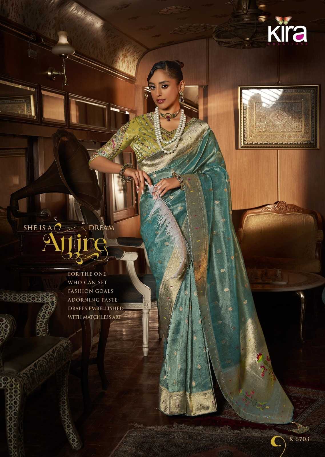 Ynf Tissue RIN184 Kira-Koski Sarees Wedding Collections Festive Collections Wholesale Designer Sarees Tissue Silk Saree Embroidered Sarees Manufacturer