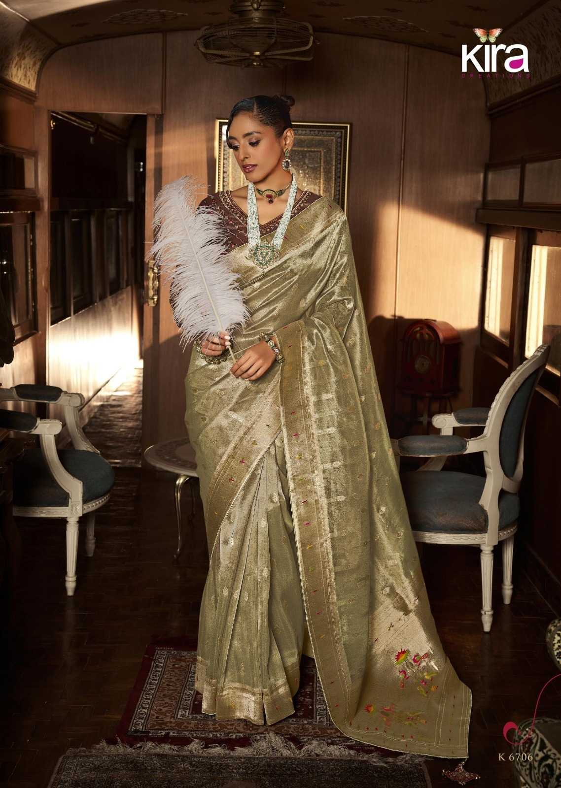 Ynf Tissue RIN184 Kira-Koski Sarees Wedding Collections Festive Collections Wholesale Designer Sarees Tissue Silk Saree Embroidered Sarees Manufacturer