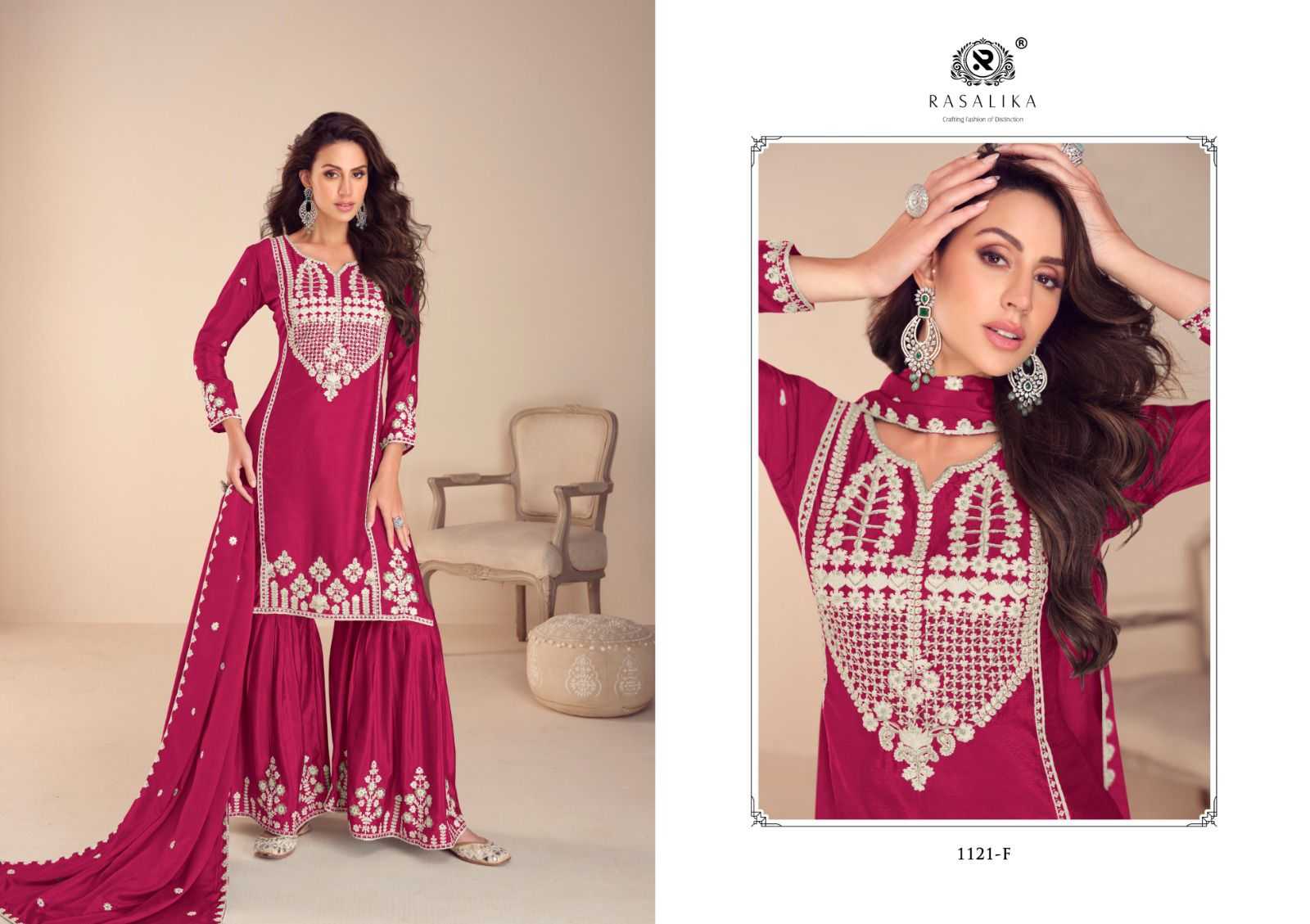 Ynf Chinon Silk RIN184 RASALIKA-MEHFIL GOLD Suits & Dresses Wedding Collections Festive Collections Wholesale Embroidery Suits Ladies Silk Suit Handwork Suits Manufacturer