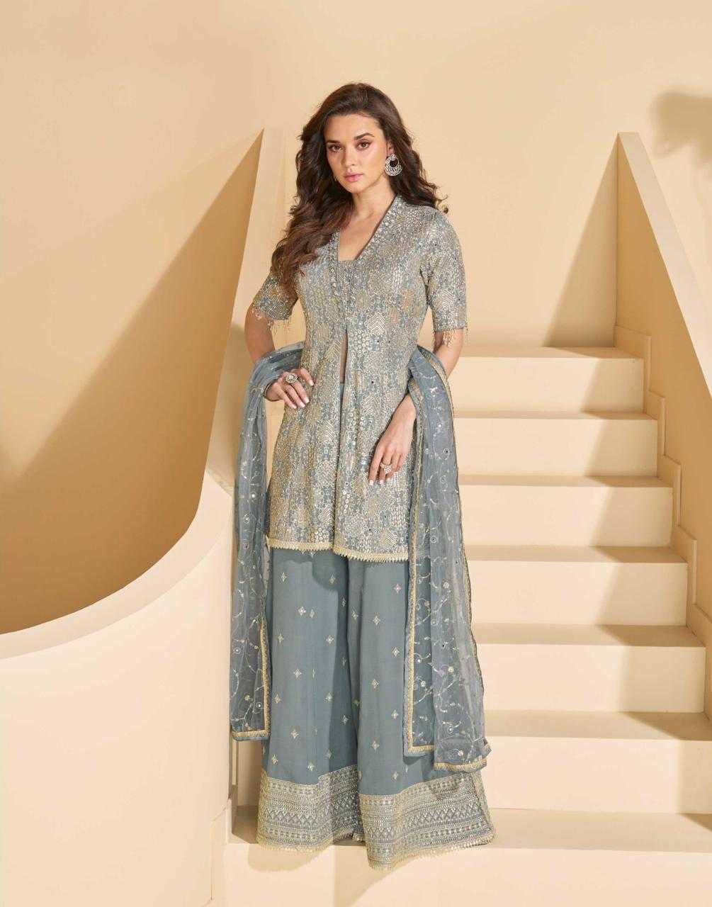 Ynf Georgette RIN184 SAYURI-ANOKHI Suits & Dresses Wedding Collections Festive Collections Wholesale Embroidery Suits Palazzo Suit Georgette Suit Manufacturer