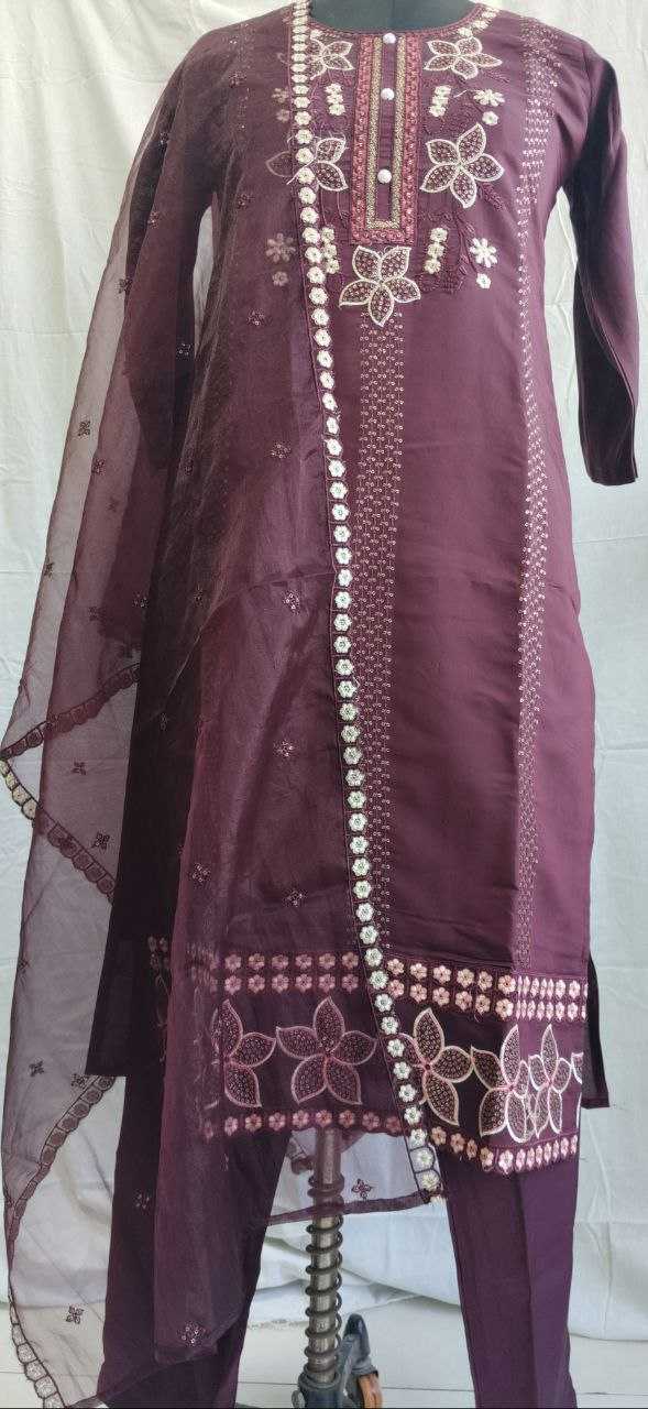 Ynf Heavy Roman Silk RIN131 B-1799 Suits & Dresses Wedding Collections Festive Collections Wholesale Dresses Ladies Silk Suit Wedding Outfits Manufacturer