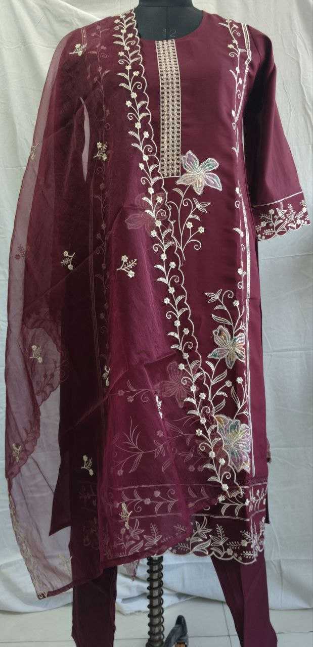 Ynf Heavy Roman Silk RIN131 B-1917 Suits & Dresses Wedding Collections Festive Collections Wholesale Dresses Ladies Silk Suit Wedding Outfits Manufacturer