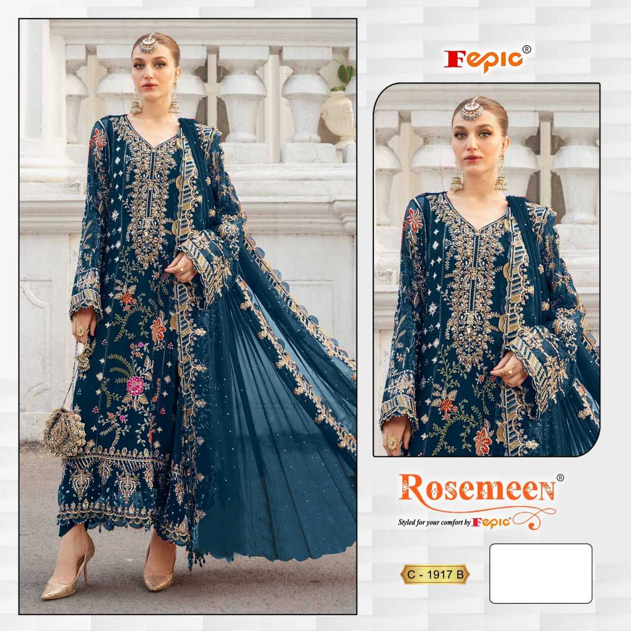 Ynf Organza KESH446 FEPIC ROSEMEEN-1917 Suits & Dresses Islamic Clothing Festive Collections Wholesale Pakistani Suits Embroidered Suits Handwork Suits Manufacturer