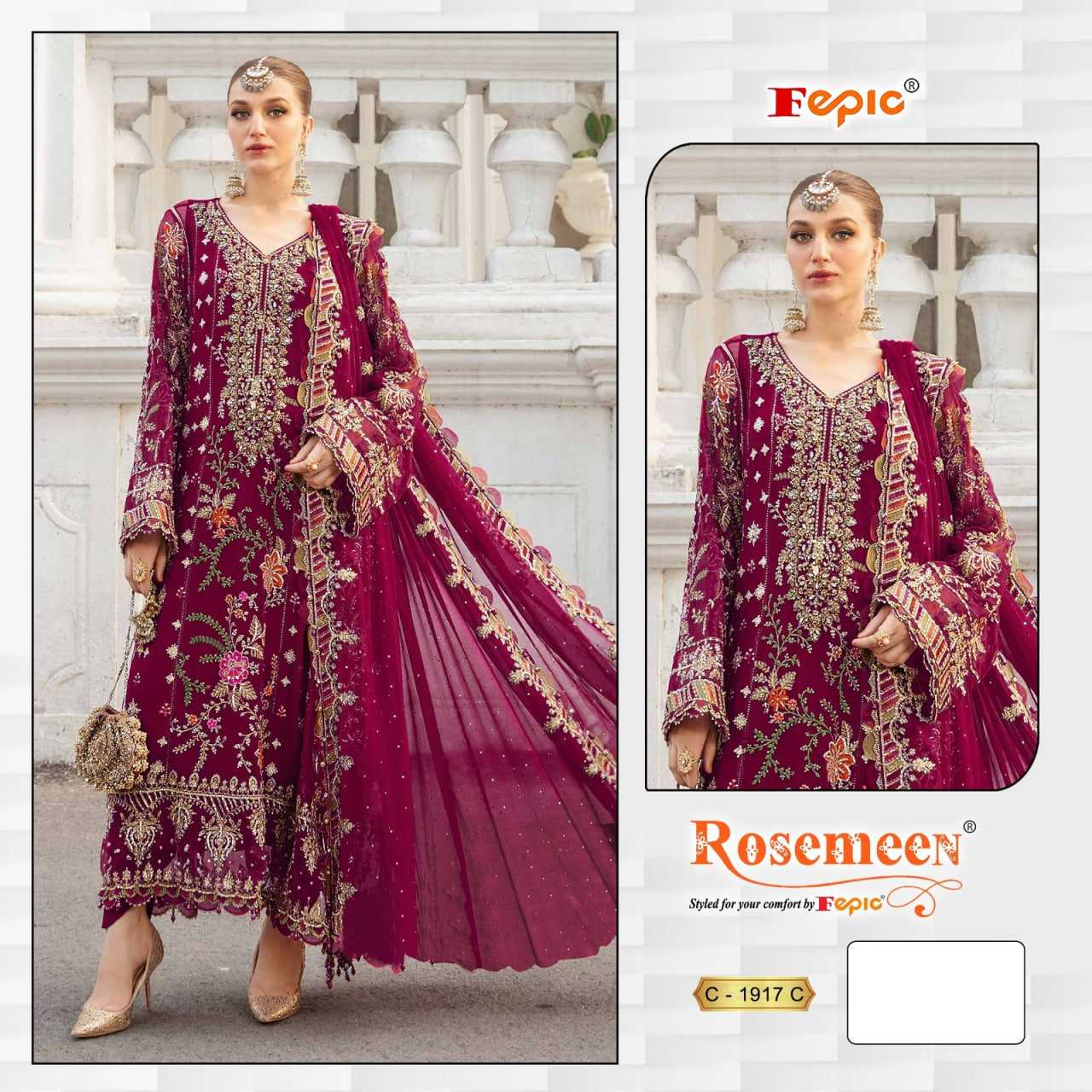 Ynf Organza KESH446 FEPIC ROSEMEEN-1917 Suits & Dresses Islamic Clothing Festive Collections Wholesale Pakistani Suits Embroidered Suits Handwork Suits Manufacturer