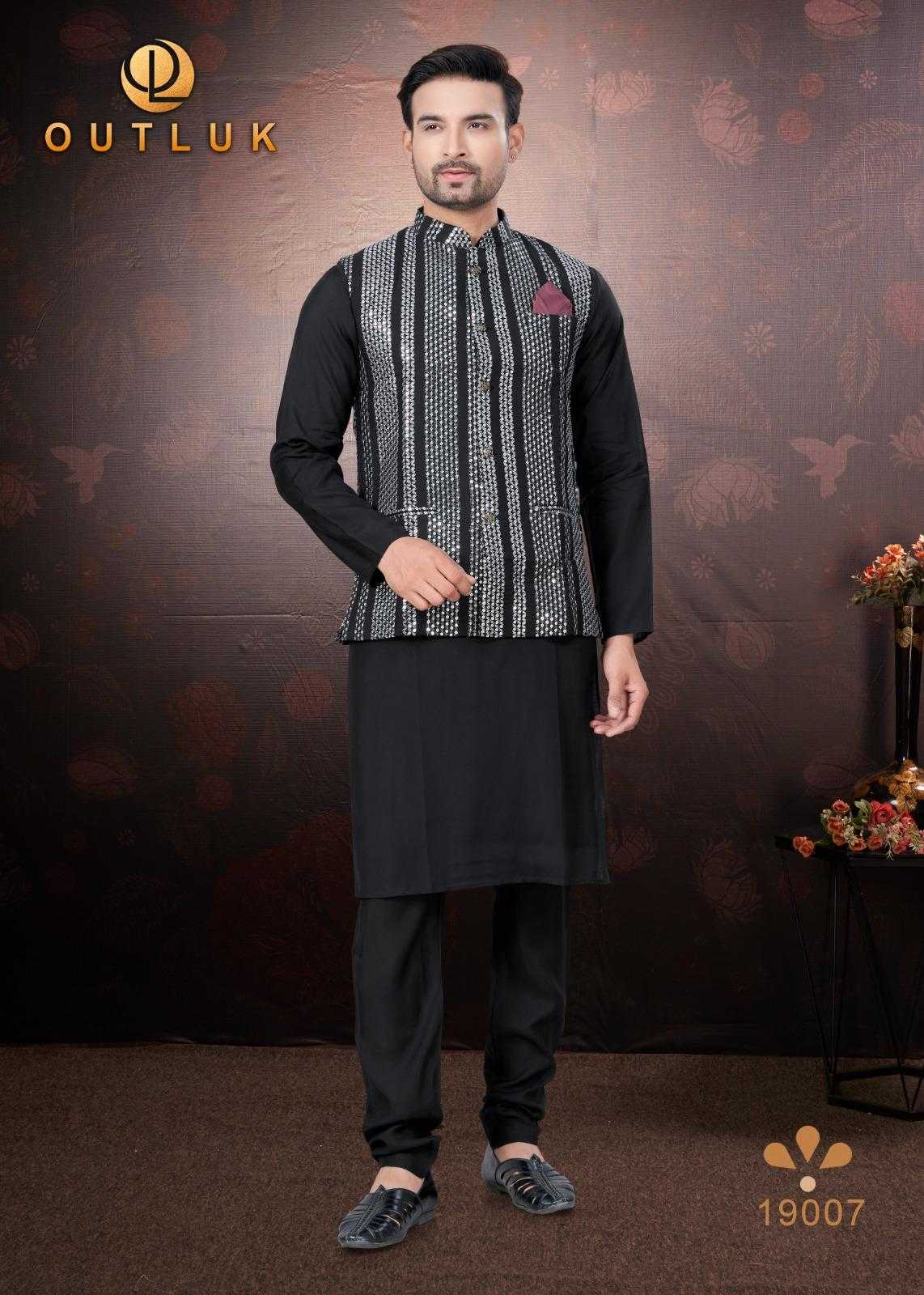 Ynf Pure Silk RIN197 Outluk Wedding Collection Vol 19 Mens Wear Wholesale Mens Kurta Pyjama Nehru Jacket Embroidered Kurta Pajama Manufacturer