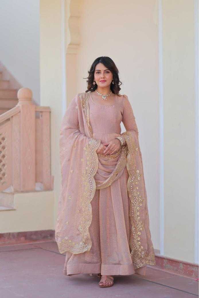Ynf Chinon KESH481 BRIGHT Gowns Wedding Collections Festive Collections Wholesale Embroidery Gowns Chiffon Gowns Gown With Cancan Manufacturer