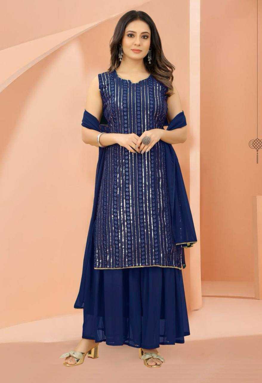 Ynf Faux Georgette RIN158 PD-1029 Suits & Dresses Wedding Collections Festive Collections Wholesale Georgette Suit Party Wear Dresses Embroidered Dresses Manufacturer