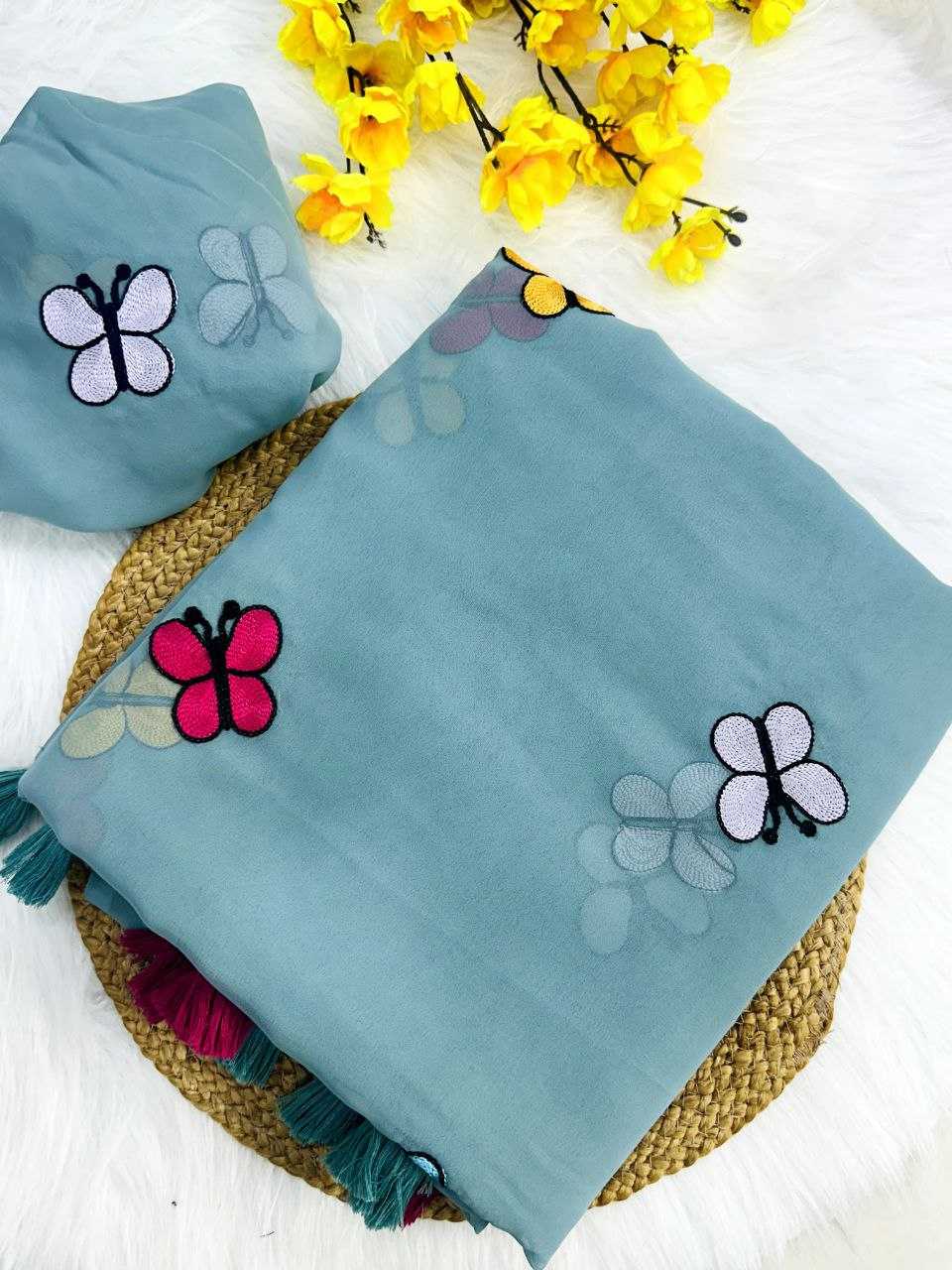 Ynf Georgette KESH488 GAMTHI Sarees Wholesale Fancy Sarees Georgette Sarees Embroidered Sarees Manufacturer