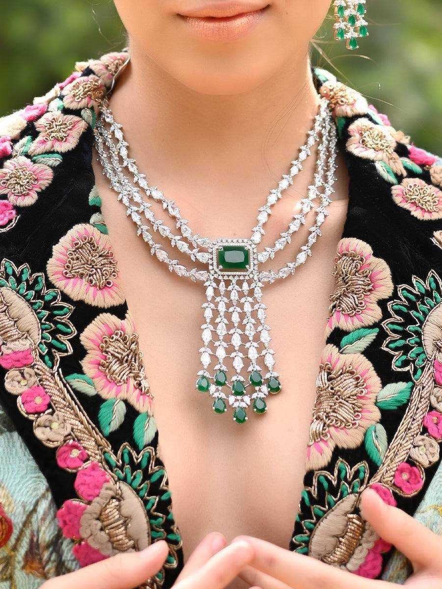 Ynf AD Diamond KESH192 Womens Jewellery Wholesale AD Diamond Necklace Necklaces Set Antique Necklaces Set Manufacturer