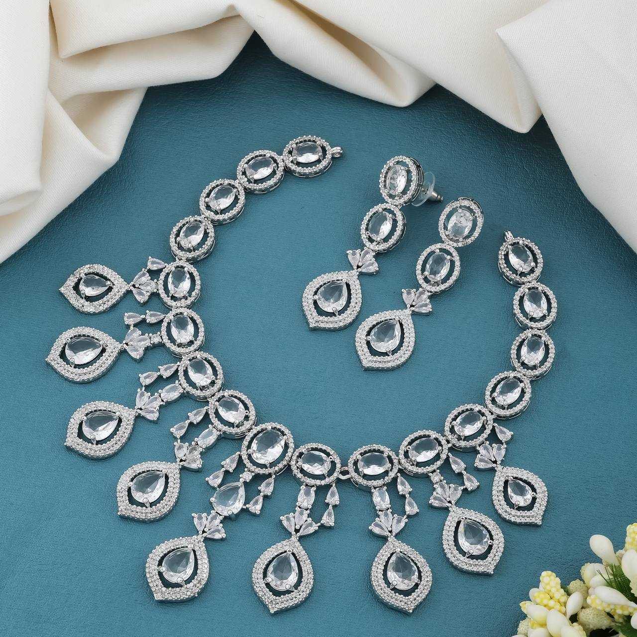 Ynf AD Diamond KESH192 Womens Jewellery Wholesale AD Diamond Necklace Necklaces Set Antique Necklaces Set Manufacturer