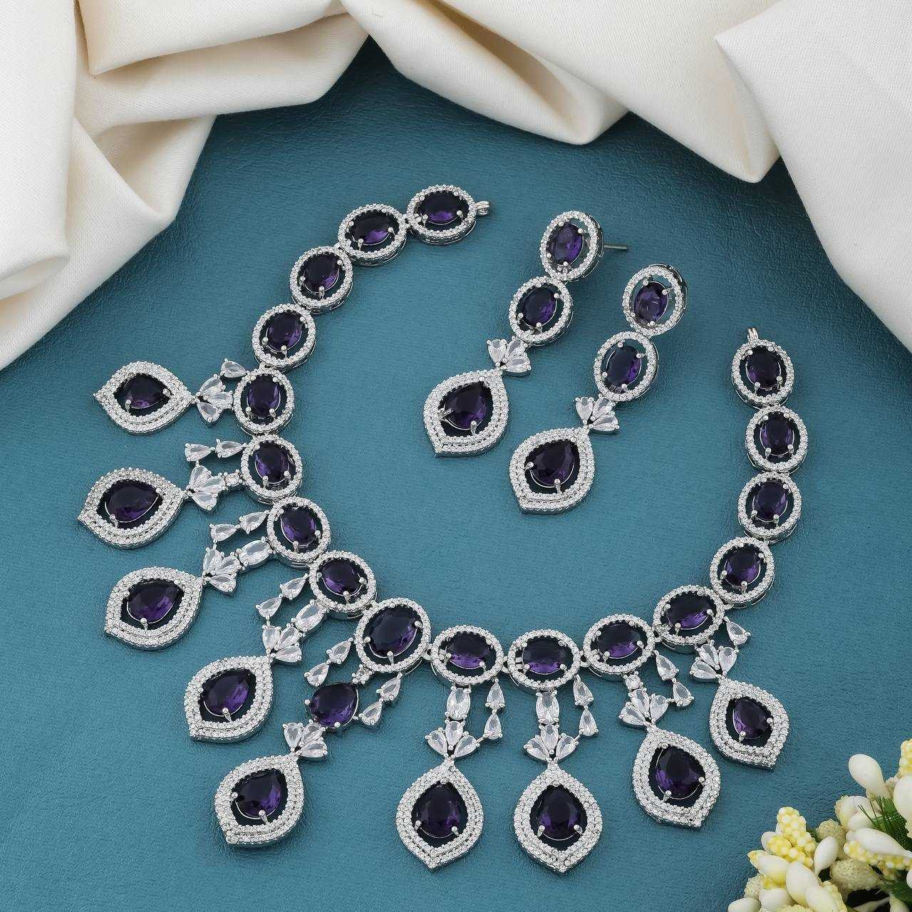 Ynf AD Diamond KESH192 Womens Jewellery Wholesale AD Diamond Necklace Necklaces Set Antique Necklaces Set Manufacturer