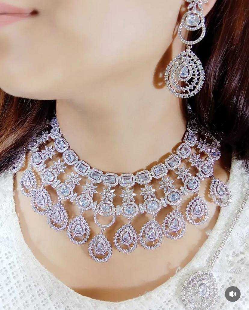 Ynf AD Diamond KESH192 Womens Jewellery Wholesale AD Diamond Necklace Necklaces Set Fashion Necklace Manufacturer