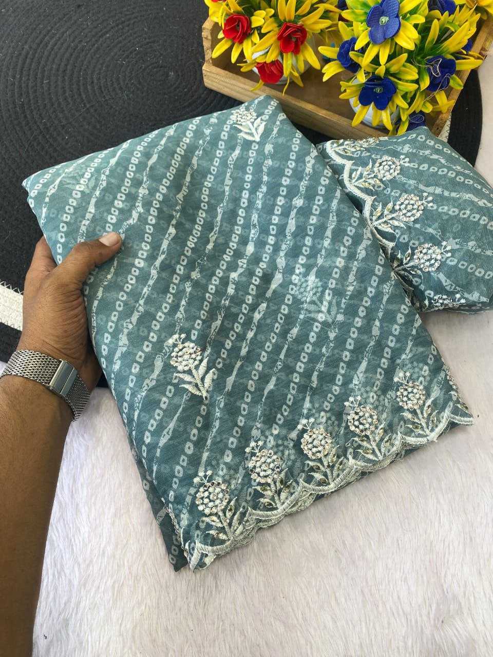 Ynf Bandhini Silk KESH516 9276 Sarees Wholesale Fancy Sarees Embroidered Sarees Stone Work Saree Cutwork Saree Manufacturer
